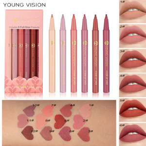 Ensemble de crayons à lèvres liquides Young Vision, 6 couleurs, rouge à lèvres mat nude avec embout éponge - Product Image 3