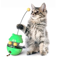 Jouet interactif de luxe écologique pour chat, distributeur de nourriture en plastique avec balle roulante et baguette de stimulation pour l'exercice