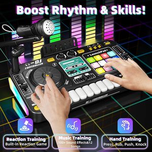 2025 giáo dục trẻ em nhạc cụ DJ Mixer Bảng âm nhạc Đồ chơi với phím đàn piano DJ bàn xoay, phản ứng trò chơi âm nhạc, Bluetooth - Product Image 4