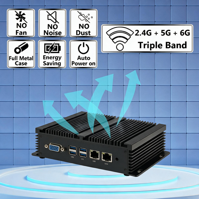 Professional Fanless Passive Cooling Expandable Industrial Embedded Computer Intel Core I3/i5/i7 2GB-16GB RAM 64GB-512GB SSD