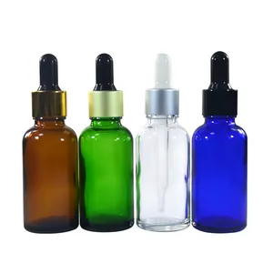 High End Eco Friendly 15ml 30ml 50ml Round Clear Serum Essential Oil Glass Dropper Bottle With Press Cover Dropper