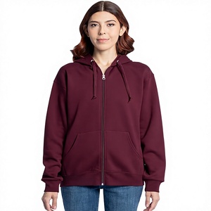 <b>Men's</b> <b>Burgundy</b> Zip-Up <b>Hoodie</b> Regular Fit Solid Color Casual Autumn Wear 100% Cotton Woven Eco-Friendly Breathable Sweatshirt - Product Image 5