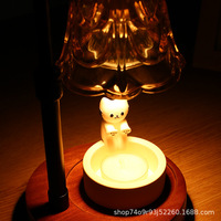 Lampe chauffe-bougie électrique avec abat-jour en verre floral, pour la fonte de cire, à intensité variable, avec minuterie, pour aromathérapie et éclairage d'ambiance, pour chambre à coucher