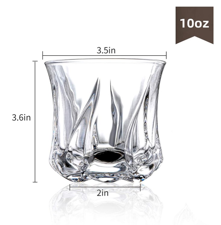Crystal Whiskey Glasses, 10oz Rocks Glasses Set of 4  Old Fashioned Cocktail Tumblers