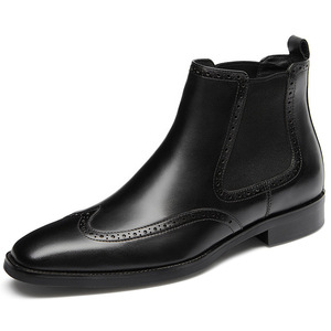Nueva llegada de lujo de cuero genuino <span class=keywords><strong>Chelsea</strong></span> hombres botas italianas Slip On hombres botines hechos a mano fiesta Oficina botas para hombres - Product Image 6