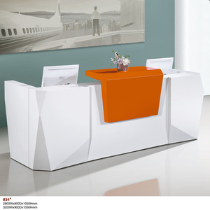Mostrador de recepción de estilo de mampostería Escritorio de recepción de alto brillo Mesa de recepción moderna para Hotel de oficina - Product Image 2