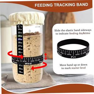 24 oz Acacia Wood Lid Sourdough Starter Wide Mouth Glass Jar <b>Container</b> Date Marked Feeding Band Freezer Safe Kitchen Baking - Product Image 2