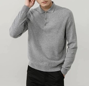 Supplier Wholesale Price Basic 100% Cashmere <strong>Polo</strong> Shirt Sweater Blank Dansei Lapel Collar Cashmere Pullover <strong>Jumper</strong> for <strong>Men</strong> - Product Image 3