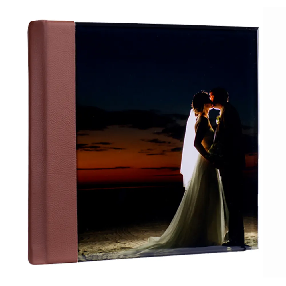 Impression acrylique faite à la main d'album photo de mariage de couverture pour les photographes professionnels