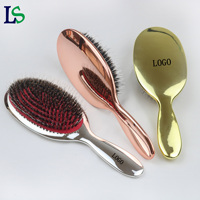 Ensemble de brosses à cheveux ioniques pour femmes, brosse à cheveux en nylon antistatique à picots de sanglier, placage électrolytique argenté