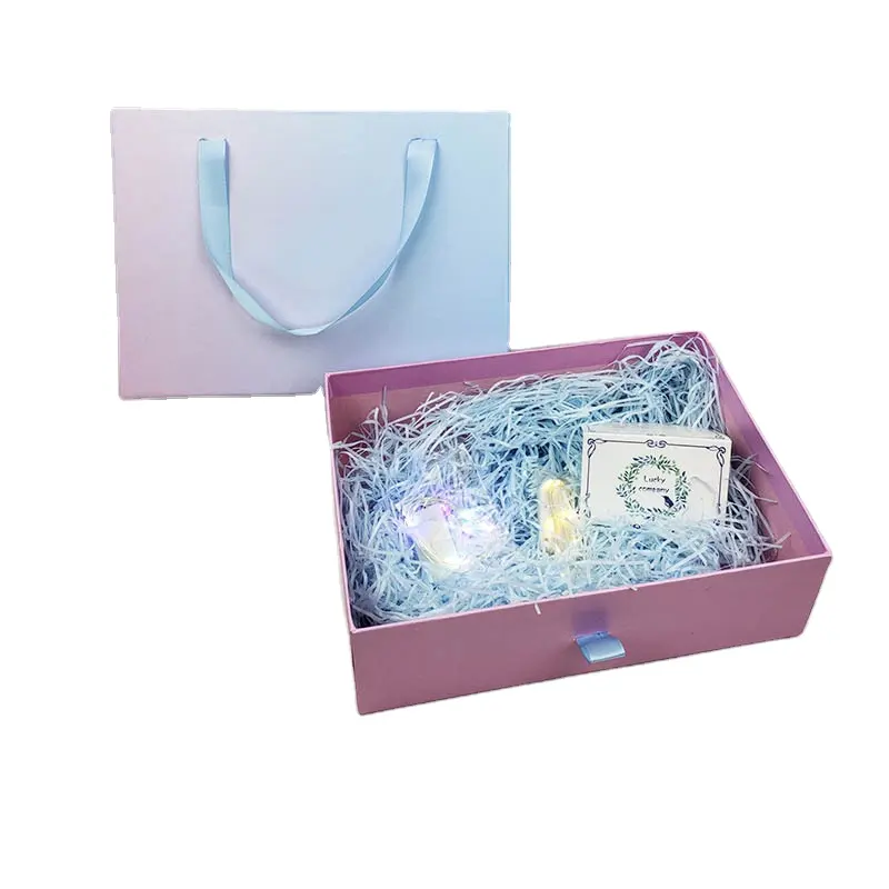 Luxury Packaging Gift With Ribbon Cosmetics Storage Large Boxes With Ribbon Drawer Box