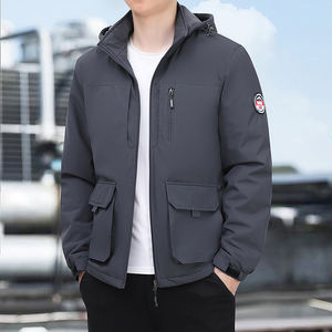 Chaqueta de exterior con logotipo personalizado, chaqueta acolchada de algodón para hombre, ropa de montañismo acolchada con terciopelo para otoño e invierno, resistente al viento. - Product Image 3