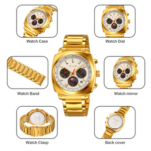 Men's round chronograph <b>watch</b> Luxury stainless steel wristwatch 30M waterproof quartz <b>watch</b> - Product Image 2