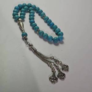 Tasbih Étnico YASEEN de Turquesa Verde Brillante Agrietada, 10mm, 33 Cuentas, Ligero, Portátil, Accesorio Musulmán para el Dhikr Diario - Product Image 1