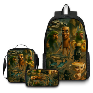 JM Novo Anime Impermeável Brainrot Tung Tung Tung Sahur Conjunto de Mochilas Escolares de 3 Peças para Crianças - Product Image 5