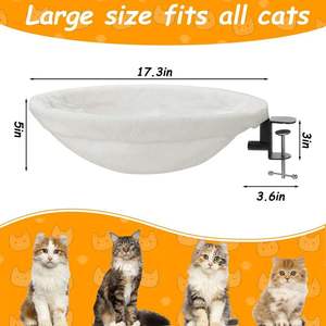 Hamac et lit de bureau réglables pour chat avec rembourrage en mousse à mémoire de forme, fausse fourrure, structure en acier, capacité de 50 lb, amovible et lavable pour petits animaux - Product Image 6