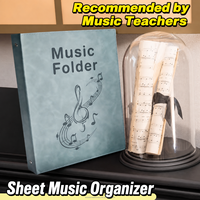 Porte-partitions en cuir A4 avec clip, classeur à levier pour partitions de guitare et piano, avec pochettes transparentes