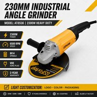 Meuleuse d'angle GSFixtop 9 pouces 230 mm 2300 W, meuleuse électrique haute puissance 6500 tr/min AC 220 V, machine professionnelle de découpe et de meulage du métal