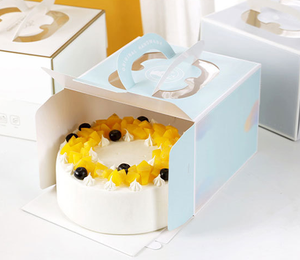 Boîtes en papier auto-érectables personnalisées et recyclables avec poignée, emballage alimentaire écologique pour gâteaux, pizzas, biscuits - Laminage mat, estampage - Product Image 2