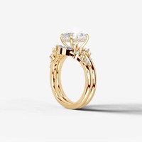 Ensemble de mariage en or 14 carats avec diamant de laboratoire certifié IGI de 2 carats, coupe poire, couleur D F, clarté VS, bague de fiançailles et alliance