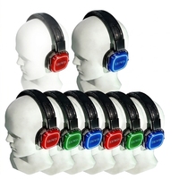 Casque sans fil circum-auriculaire RGB à réduction de bruit avec bandeau en maille, pour Silent Disco, DJ, double module, 3 canaux, avec émetteur