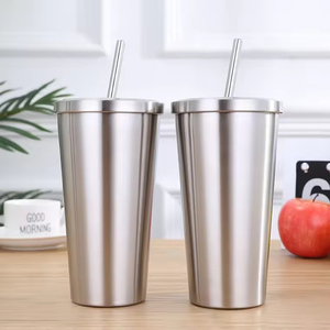 Custom Double Wall Stainless Steel <b>Coffee</b> Cup Hot and Cold Vacuum Insulated Tumbler With Straw - Product Image 3