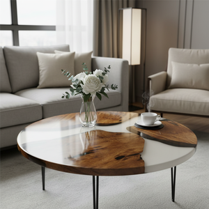 Luxury Modern Handmade Acacia Wood Resin Dining/Coffee Tabletop Waterproof Customizable Living Room Retirement Wedding Diwali - Product Image 3