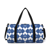 Sac de sport et de voyage en gros, grande capacité, imprimé argyle avec lettres grecques de sororité, sac à main portable, cadeau