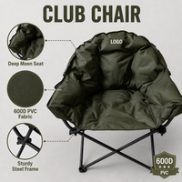 Fauteuil lune surdimensionné rembourré personnalisé, robuste, capacité 330 lbs, pliable, pour camping, canapé de luxe, portable, chaise de gym extérieure