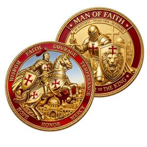 Moneda Conmemorativa Religiosa de Guerrero de Cristo, Artesanía Metálica, Cruz Templaria, Decoración para Hogar u Oficina, Regalo Coleccionable - Product Image 6