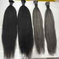Vente en gros de haute qualité Remy trame blanc crépus Yaki tressage cheveux gris crépus raides en vrac cheveux pour tresses