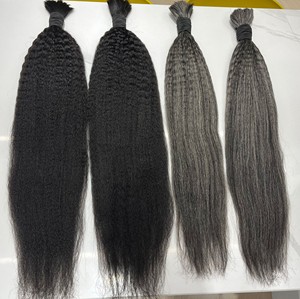 Commercio all'ingrosso di alta qualità di trama Remy bianco Kinky Yaki intrecciatura dei <span class=keywords><strong>capelli</strong></span> di grigio crespo <span class=keywords><strong>capelli</strong></span> lisci alla rinfusa per trecce - Product Image 5