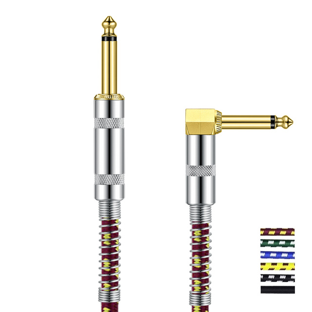 Factory OEM Premium 6.35mm Gold Plated Plug Musical Instrument TS Guitar Audio Cable Electric Guitar Cable Tweed Guitar Cable