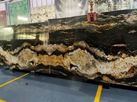 Granite noir ambre, granite magma or, quartzite fusion noir pour plan de travail d'îlot de cuisine, pierre noire