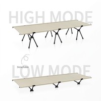 Lit de camping pliable 7075 avec cadre en aluminium aéronautique inclinable, deux modes de hauteur (haute et basse), charge maximale de 150 kg, tissu Oxford