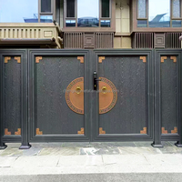 Porte d'entrée extérieure automatisée haut de gamme, best-seller, en aluminium gris, au design simple, fabriquée en usine