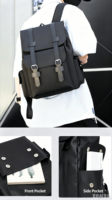 Sac à dos d'affaires vintage pour homme, antivol, résistant à l'eau, doublure en toile, multi-poches, polyester, logo personnalisé, sac à dos décontracté pour la journée