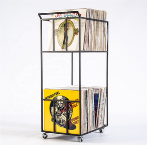 Free Stand Storage Double Deck Album Crate Cart Vinyl Record Storage Rack