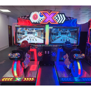 Machine de jeu d'arcade de course de moto double grand format, interactive, à monnayeur, de simulation, équipement de jeu vidéo, 1 an - Product Image 1