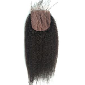 Personnalisé 4*4 Soie Base Fermeture Grossier Crépus Droite Fermeture de Cheveux Humains <span class=keywords><strong>Suisse</strong></span> Invisible Fermeture Femmes Cheveux Topper Pièces - Product Image 1