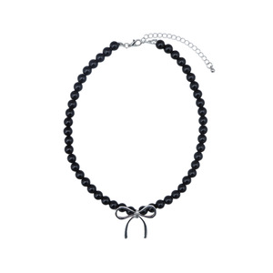 สร้อยคอโชคเกอร์มุกเทียมสำหรับผู้หญิงพร้อมดีไซน์โบว์สีขาวและสีดำเครื่องประดับแฟชั่นสวมใส่ทุกวัน - Product Image 5