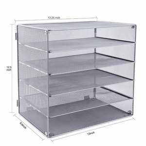 Office Home or School Metal File Letter Organizer with 5 <b>Trays</b> <b>Paper</b> Sorter Desk Organizer - Product Image 3