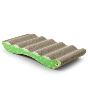 2-em-1 Sustentável Cat <span class=keywords><strong>Scratcher</strong></span> e Brinquedo Reversível Forma de Onda Papelão Papel Post para Gato Escalada <span class=keywords><strong>Pet</strong></span> Brinquedos - Product Image 5