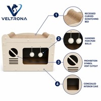 Mobilier pour chat : Niche en forme de téléviseur en carton, lit fermé, finition grain de bambou, abri intérieur pour chat, vente en gros
