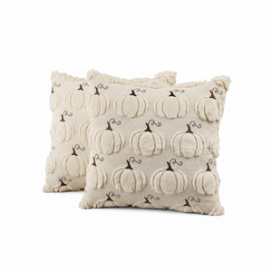 ปลอกหมอนอิง Emvency แพ็คคู่ ขนาด 18x18 นิ้ว สีเบจโทนฤดูใบไม้ร่วง ผ้าพลัฌนุ่ม ขนสัตว์เทียม ปลอกหมอนอิงตกแต่งลายฟักทองสำหรับฤดูใบไม้ร่วง - Product Image 2