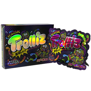 In magazzino 3.5g olografico a prova di odore richiudibile fustellabile sacchetti di Mylar <span class=keywords><strong>e</strong></span> scatola di carta Set per Bubblegum chargum uva caramella fiore di erba secca - Product Image 1
