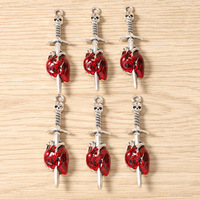 10 pièces/paquet Nouveaux accessoires de bijoux DIY en alliage néo-gothique : boucles d'oreilles, pendentifs de collier, breloques de porte-clés, crâne, épée, cœur