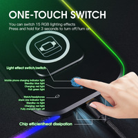 Bantalan Keyboard nirkabel 3 dalam 1 RGB, alas Mouse meja komputer ukuran besar tahan kotoran tahan air