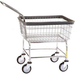 Carrito de lavandería metálico cromado para lavandería comercial, carrito de almacenamiento para ropa sucia. Carrito de Mano con Ruedas - Product Image 1