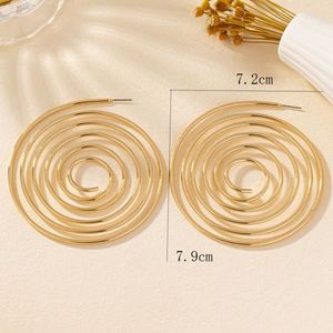 Cincin hoop Spiral logam perak emas besar sederhana Vintage untuk perhiasan wanita grosir - Product Image 5